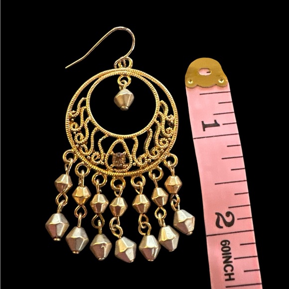 Elegant Gold Tone Chandelier Earrings - Picture 3 of 3
